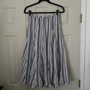 CP Shades x Free People Linen Midi Skirt - Blue & White Sz. M